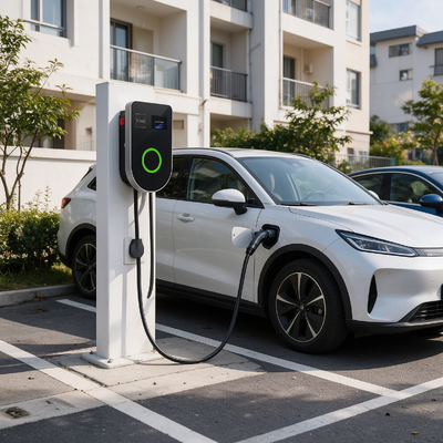 Ein guter Preis. Wand und Säule Montierbar U-förmige Euro Type2 AC EV Ladestation 11kW 16A 380V plus minus 10 Prozent IP54 4,59 Zoll LCD Integrierter Voll-Multi-Sicherheitsschutz EVSE Online