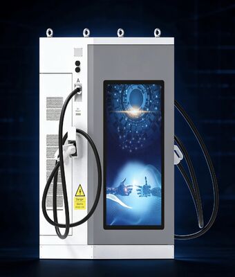 240kW Gleichstrom-EV-Ladegerät 55-Zoll-LCD-Werbebildschirm Doppeldeischauer CCS1 CCS2 CHAdeMO GB/T für Busflotte Depot